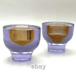 Murano Seguso Vetri d'Arte, Sommerso Candle Holders Signed Italian Art Glass