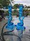 Museum Of Modern Art Pair Of Blue Opalescent Dolphin Candlesticks Art Deco