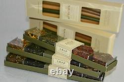 NEW 36 PC Williams Sonoma 24 Autumn Tiny Tapers Candles + 12 Leaf GLASS Holders