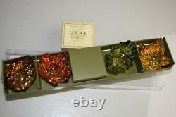 NEW 36 PC Williams Sonoma 24 Autumn Tiny Tapers Candles + 12 Leaf GLASS Holders