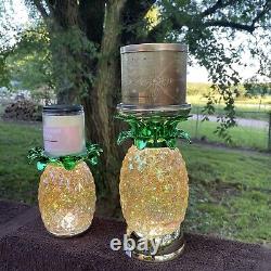 NEW Bath & Body Works Water Globe Pineapple 3-Wick & 2 Wick Candle Holders
