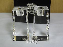 NEW NIB, Two (2) Oleg Cassini 117441 Premiere 4-Inch Crystal Candlestick Holders