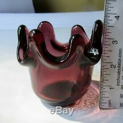 NEW PLUM Splash Votive Candle holder by Fire and Light Recycled glass. SIGNED