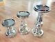 New Pottery Barn Antique Mercury Glass Pillar Candle Holder Silver Set Of 3