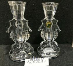 NEW Waterford SEAHORSE Crystal Candle Holder (2) CANDLESTICKS # 40007291 NIB