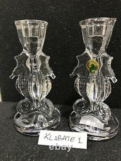 NEW Waterford SEAHORSE Crystal Candle Holder (2) CANDLESTICKS # 40007291 NIB