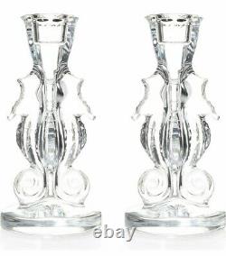 NEW Waterford SEAHORSE Crystal Candle Holder (2) CANDLESTICKS # 40007291 NIB