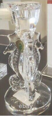 NEW Waterford SEAHORSE Crystal Candle Holder (2) CANDLESTICKS # 40007291 NIB