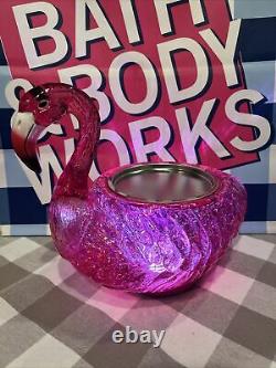 NIB Bath & Body Works FLAMINGO? WATER GLOBE 3 Wick PEDESTAL Candle Holder