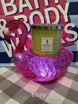 NIB Bath & Body Works FLAMINGO? WATER GLOBE 3 Wick PEDESTAL Candle Holder