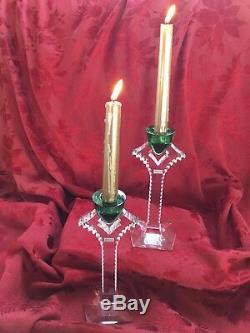 NIB FLAWLESS Exquisite BACCARAT Pair OXYGENE Crystal CANDLE HOLDER CANDLESTICK
