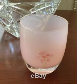 NIB Glassybaby POSIE Etched Floral Candle Holder Creamy Pink Retired