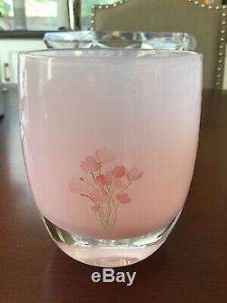 NIB Glassybaby POSIE Etched Floral Candle Holder Creamy Pink Retired