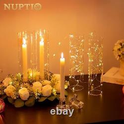 NUPTIO Candle Stick Candle Holder Clear Glass Hurricane Candle Holders for T