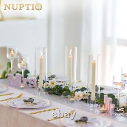 NUPTIO Candle Stick Candle Holder Clear Glass Hurricane Candle Holders for T