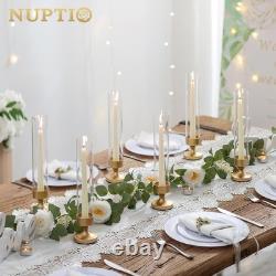 NUPTIO Hurricane Glass Candle Holder Set of 10 Metal Taper Candle Holders with