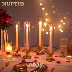 NUPTIO Hurricane Glass Candle Holder Set of 10 Metal Taper Candle Holders with