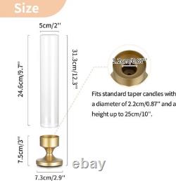 NUPTIO Hurricane Glass Candle Holder Set of 10 Metal Taper Candle Holders with