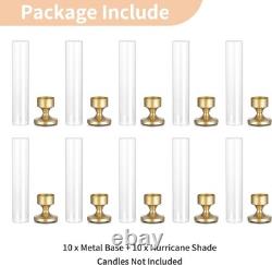 NUPTIO Hurricane Glass Candle Holder Set of 10 Metal Taper Candle Holders with