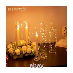 NUPTIO Taper Candle Holders Glass Hurricane Candle Holder Bulk for Tapered C