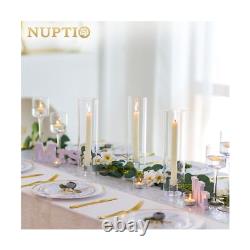 NUPTIO Taper Candle Holders Glass Hurricane Candle Holder Bulk for Tapered C