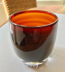 NWT Glassybaby Dad Amber Brown Votive Candle Holder-discontinued color