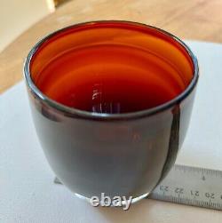 NWT Glassybaby Dad Amber Brown Votive Candle Holder-discontinued color