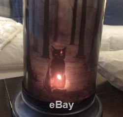 NWT Pottery Barn BLACK CAT SPOOKY Glass HURRICANE HALLOWEEN Candle Holder