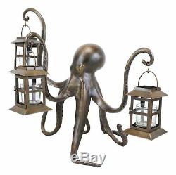 Nautical Sea Giant Kraken Octopus Trio Candle Holder Lanterns Home Garden Statue