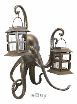 Nautical Sea Giant Kraken Octopus Trio Candle Holder Lanterns Home Garden Statue