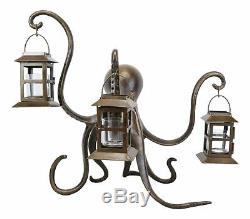 Nautical Sea Giant Kraken Octopus Trio Candle Holder Lanterns Home Garden Statue