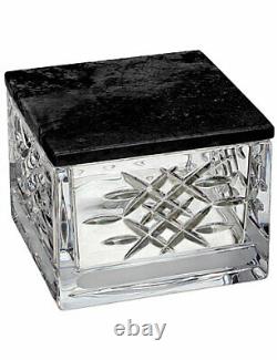Ne Waterford Lismore Revolution Covered Box+black Marble Lid, Crystal Jar Dish