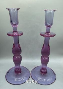 Neodymium Glass Candle Holders Set 2