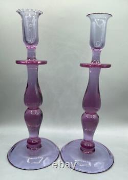 Neodymium Glass Candle Holders Set 2