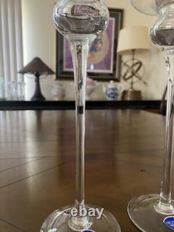 New Argento Italy 10.75'' Glass and 800 silver Candle Sticks Holders Pair Signed