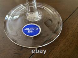 New Argento Italy 10.75'' Glass and 800 silver Candle Sticks Holders Pair Signed
