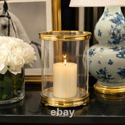 New Classic Polished Brass Hurricane Candle Holder in the Style of Ralph Lauren
