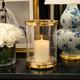 New Classic Polished Brass Hurricane Candle Holder In The Style Of Ralph Lauren