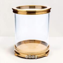 New Classic Polished Brass Hurricane Candle Holder in the Style of Ralph Lauren