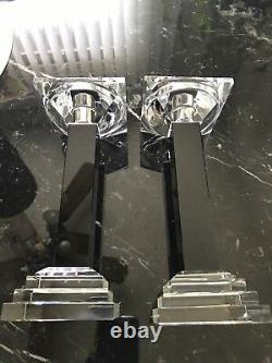 New Ebony Crystal Metropolitan Candlestick Holder Set