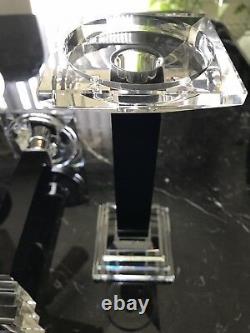 New Ebony Crystal Metropolitan Candlestick Holder Set