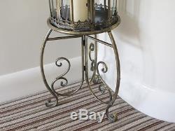 New French Antique Vintage Garden Candle Lantern Lamp Holder & Stand Large 115cm