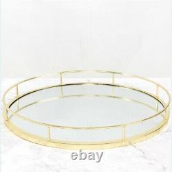 New Gold Round Mirror Base Candle Plate Tray Tealight Holder Table Centrepiece