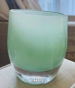 New! Lot Of 12 Beeswax Glassybaby Votive Candle Holder Thank You Seafoam Green