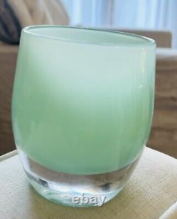 New! Lot Of 12 Beeswax Glassybaby Votive Candle Holder Thank You Seafoam Green