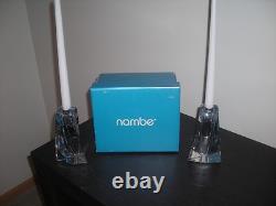 New Nambe Fountain Candlesticks Modern Glass Candle Holders