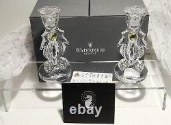 New Pair Waterford Crystal Triple Sided Seahorse 6 Candlesticks Original Box