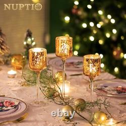 Nuptio 30 Pcs Glass Tealight Holders Gold Glass Candle Holders Bulk for Tea