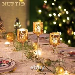 Nuptio 30 Pcs Glass Tealight Holders Gold Glass Candle Holders Bulk for Tea