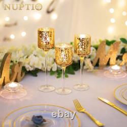 Nuptio 30 Pcs Glass Tealight Holders Gold Glass Candle Holders Bulk for Tea
